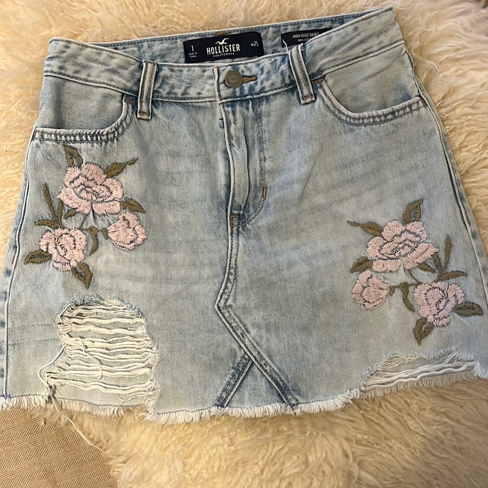 Hollister high rise jean skirt